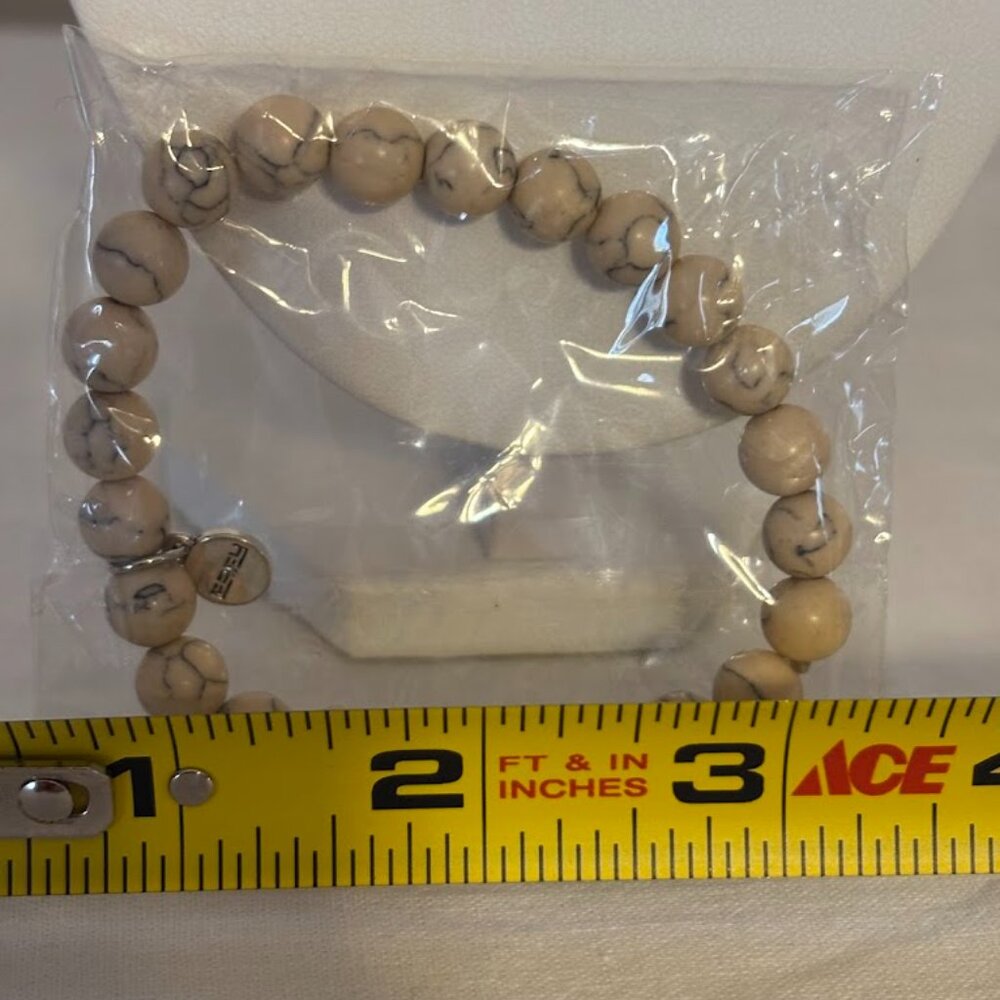 Effy Beige Color Stretch Bracelet and Blue Color Necklace on Silver Chain (18") - Picture 10 of 11